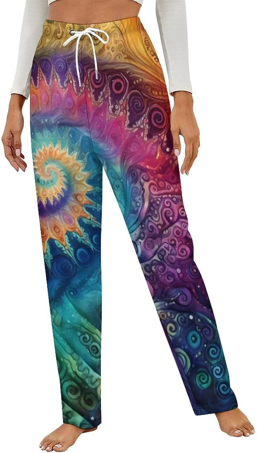 Tie Dye Women's Flannel Pajama Pants Fleece Lounge Sleep Bottoms PJ