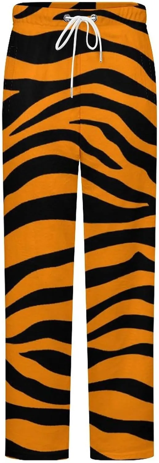 Tiger Orange Stripes Women's Flannel Pajama Pants Fleece Lounge Sleep Bottoms PJ