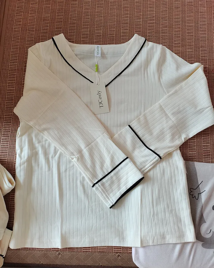 TJCosly pajamas,Anjue Pajamas Set Long Sleeve Sleepwear for Womens Button Down Nightwear Soft Pj Lounge Sets