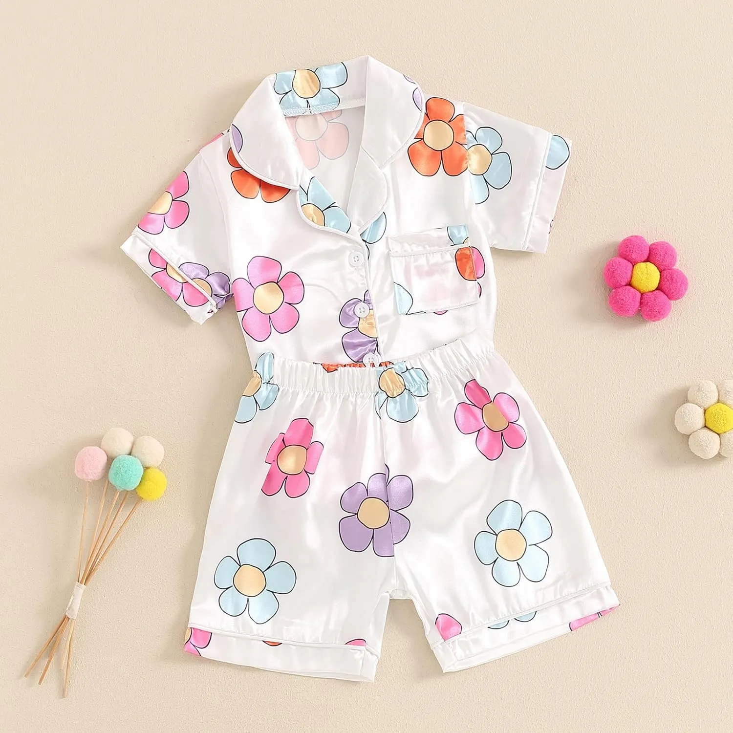 Toddler Baby Girl St Patricks Day Pajamas Bow&Clover Print Short Sleeve Shirts   Shorts Summer Girls Sleepwear Suit