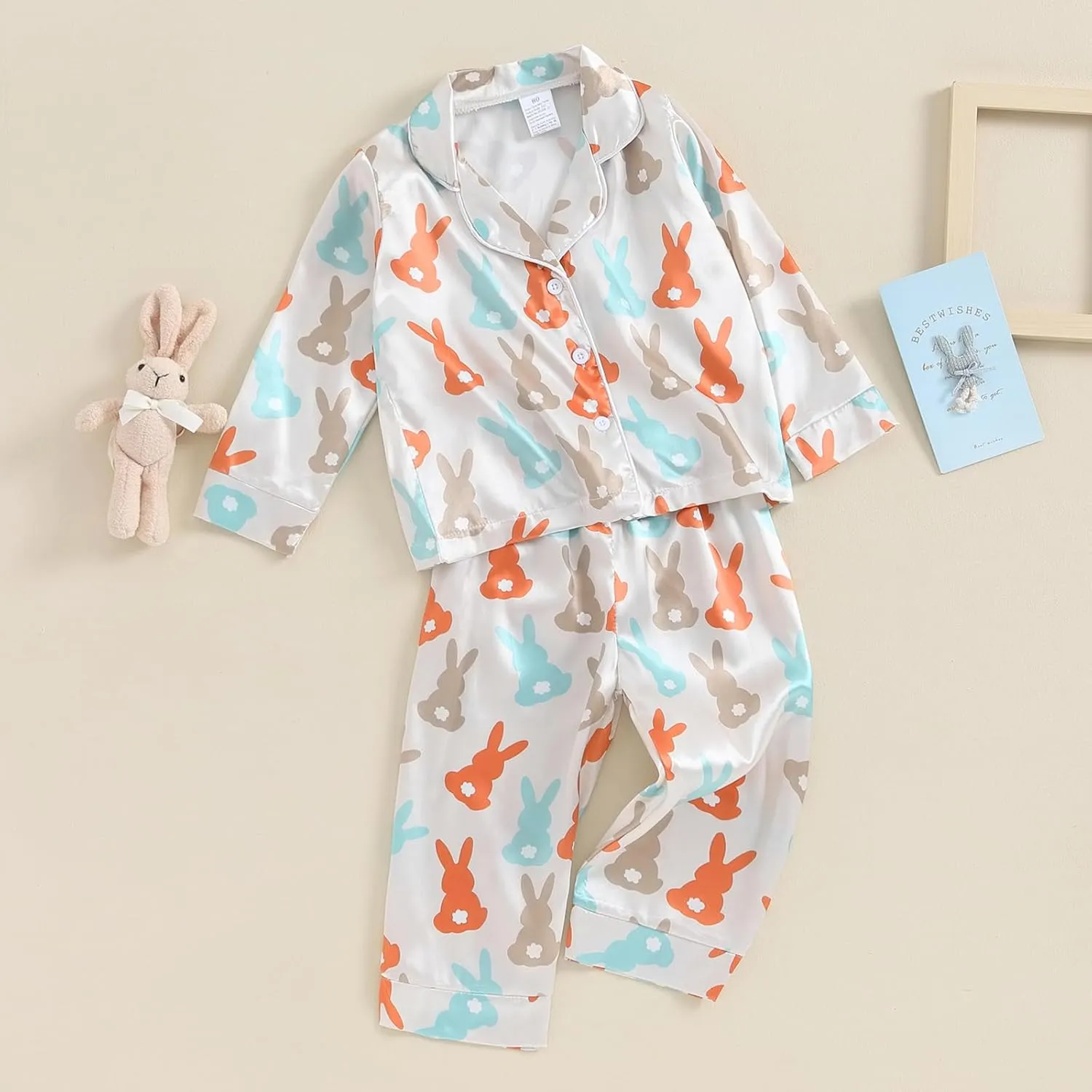 Toddler Girl Cute Long Sleeve Button Down Pajamas Set Lounge Set Sleepwear Nightwear