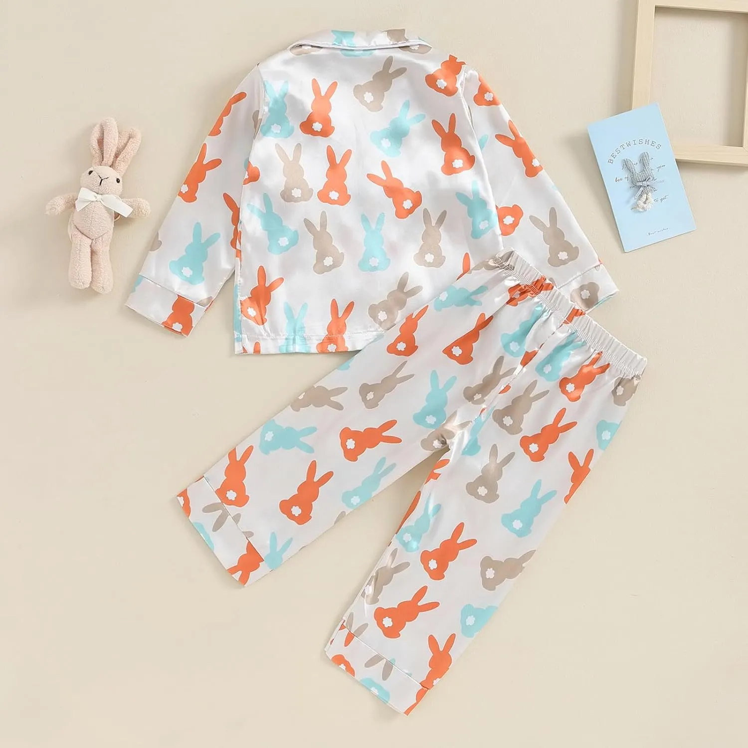 Toddler Girl Cute Long Sleeve Button Down Pajamas Set Lounge Set Sleepwear Nightwear