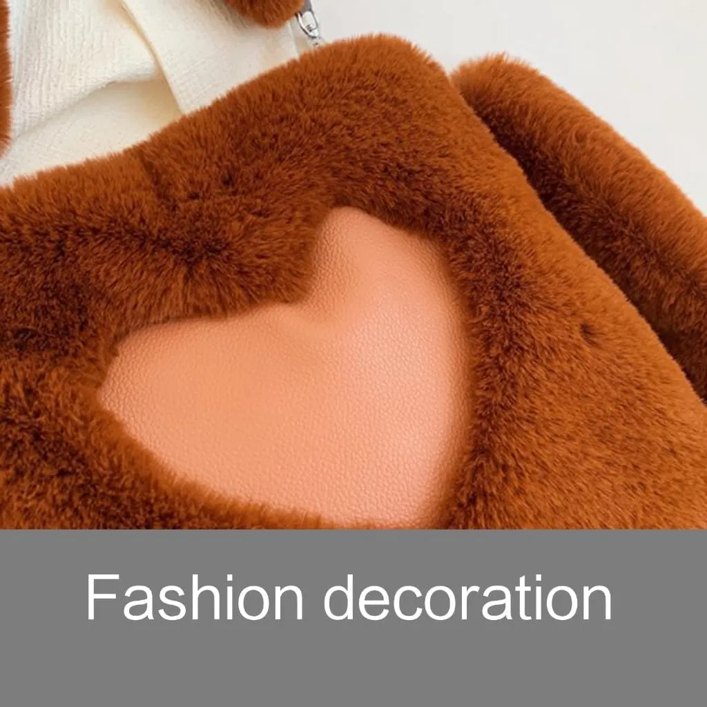 TQUXNGA Heart Pattern Shoulder Bag Winter Handbag Plush Bag for Women Girls Versatile