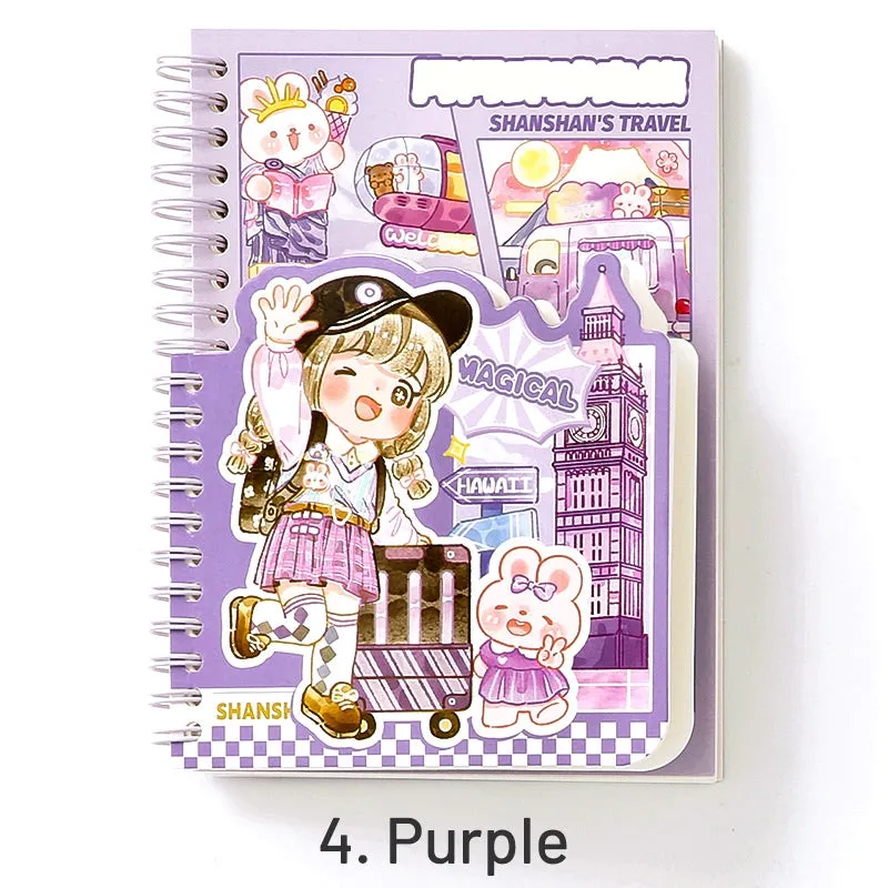 Travel Series Kawaii Cartoon Journal Notebook - A6