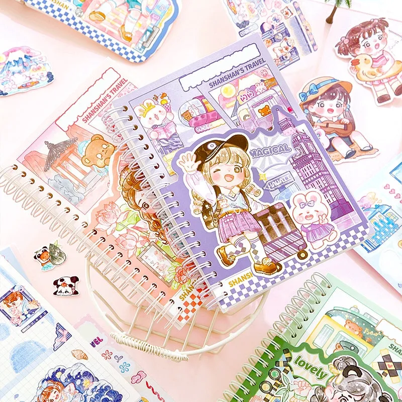 Travel Series Kawaii Cartoon Journal Notebook - A6