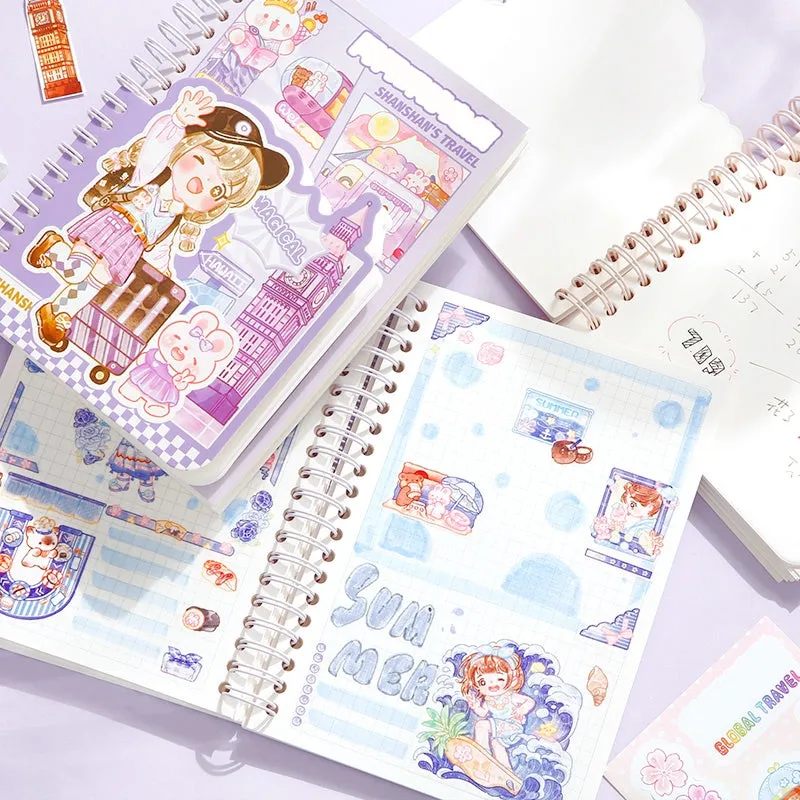 Travel Series Kawaii Cartoon Journal Notebook - A6