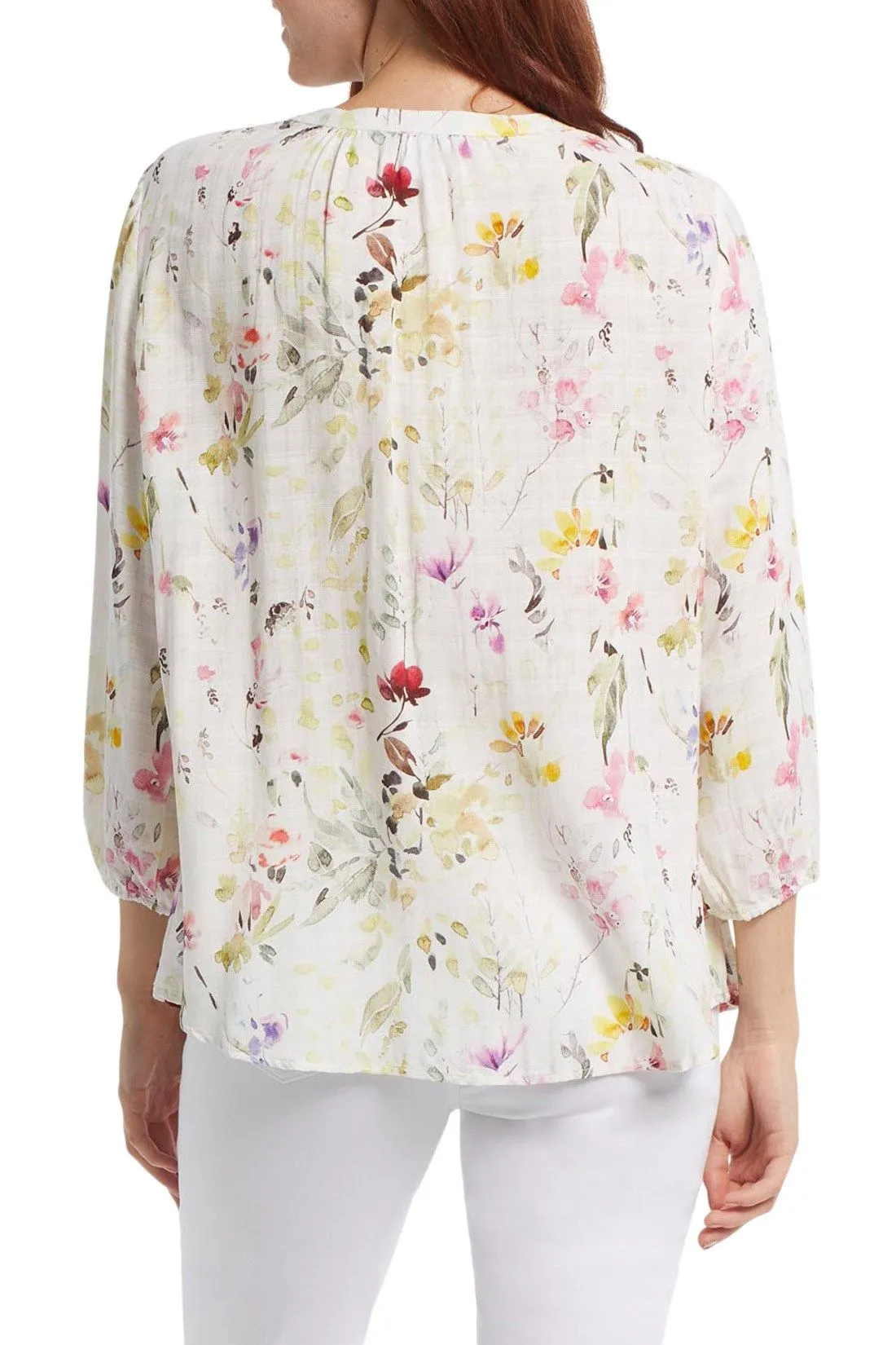 Tribal | Lace Trim Faux Silk Blouse | Women's