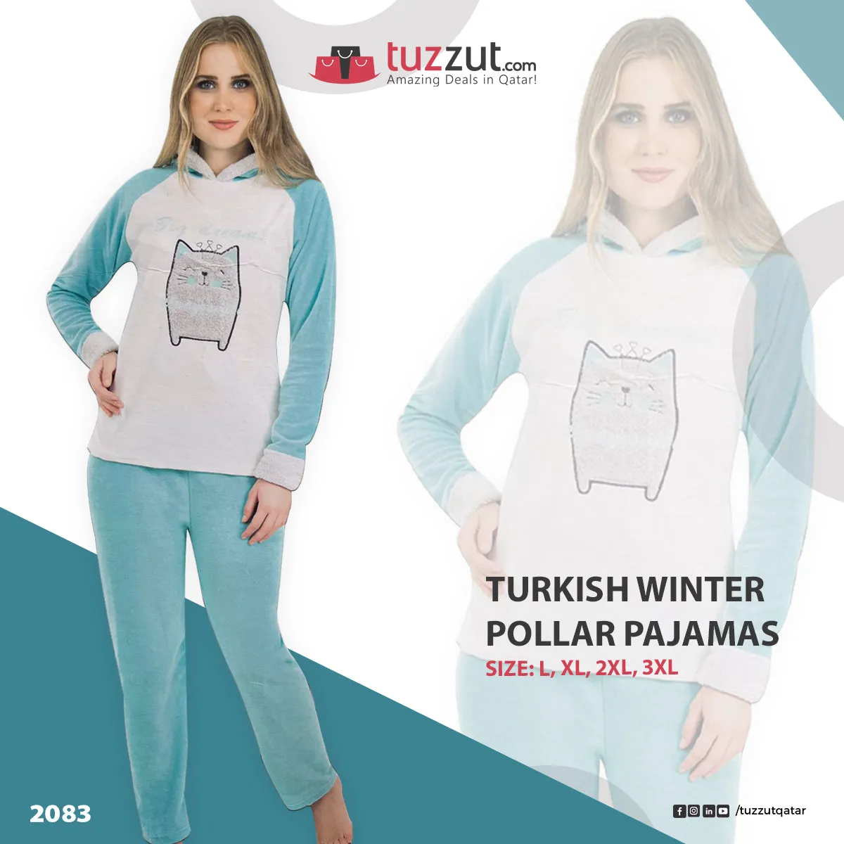 Turkish Winter Polar Pajama Nightwear Homewear - 2083