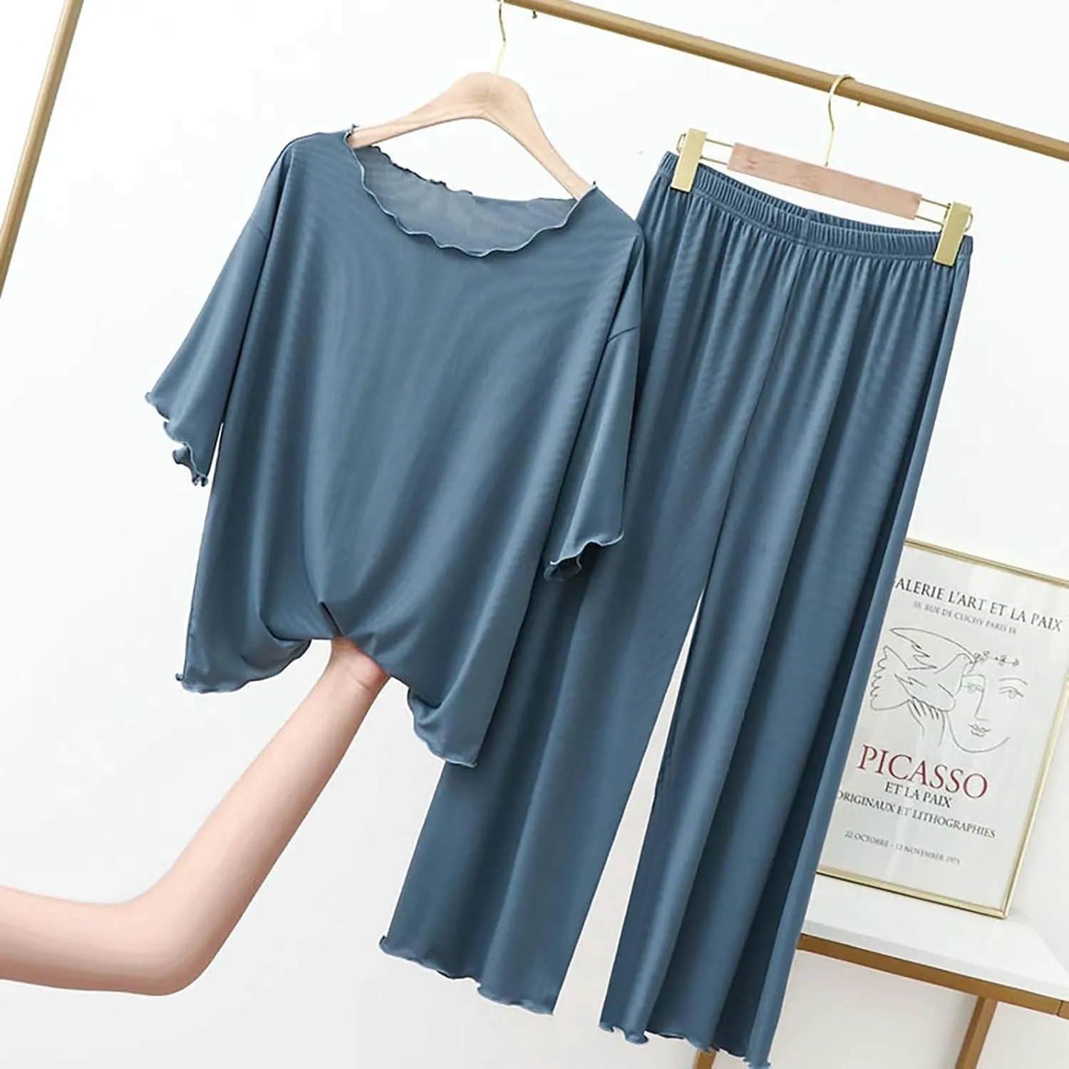 Two Piece Outfits for Women 2 Piece Sets Matching Loungewear Summer Biker Sweatshirt Vintage Loose Comfy Sleepwear