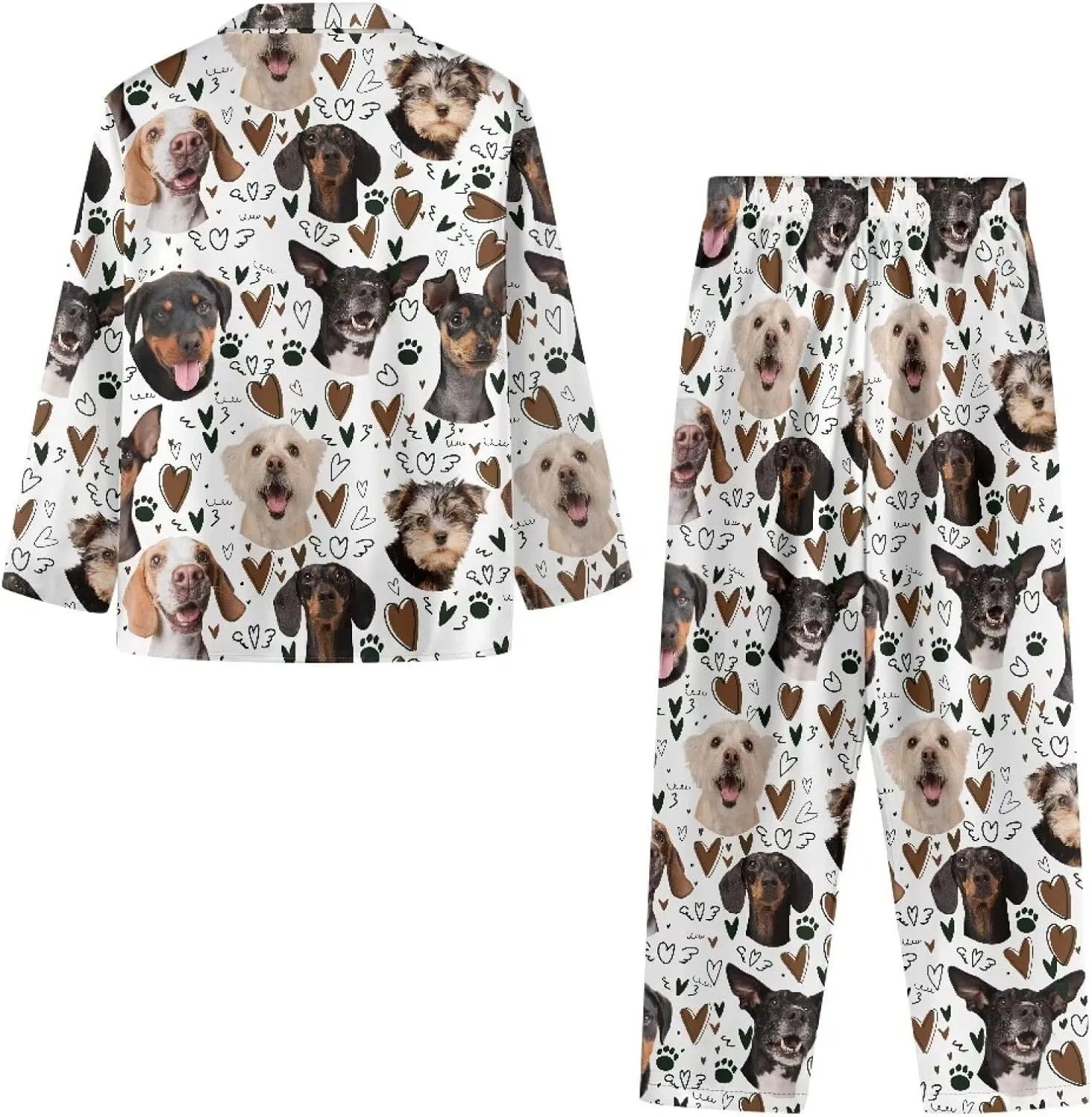 Uasibuni Cute Pajama Sets Men's Sleepwear Set Soft Long Sleeve Pajamas with Long Pants Lounge Set