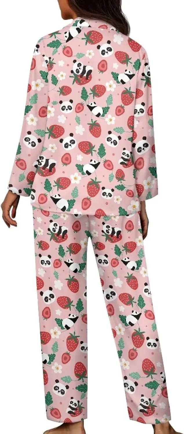 Uasibuni Fashion Button Down Pajama Set For Women Long Sleeve Pajama Pants Soft Comfy Pjs Loungewear Sets