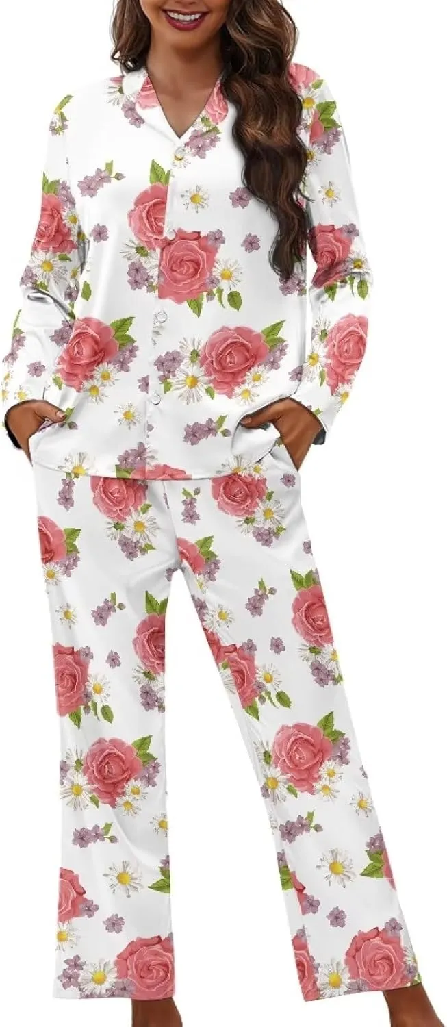 Uasibuni Fashion Long Sleeve Pajama Set Womens 2 Piece Lounge Sets Knit Pajama Tops Sleepwear