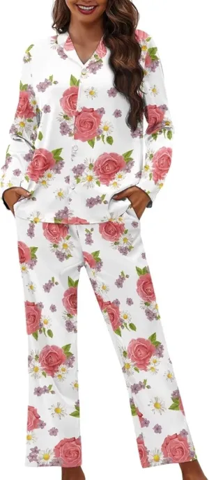 Uasibuni Fashion Long Sleeve Pajama Set Womens 2 Piece Lounge Sets Knit Pajama Tops Sleepwear