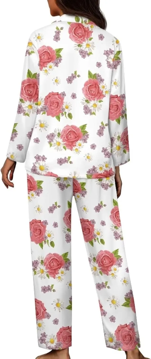Uasibuni Fashion Long Sleeve Pajama Set Womens 2 Piece Lounge Sets Knit Pajama Tops Sleepwear