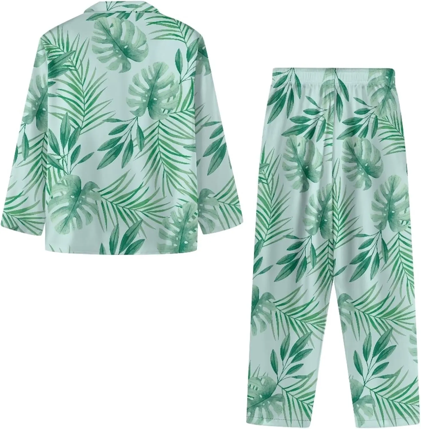 Uasibuni Men's Knit Pjs Top and Pant Sleep Set Men 2 Piece Long Sleeve Pjs Set for Men Sleepwear