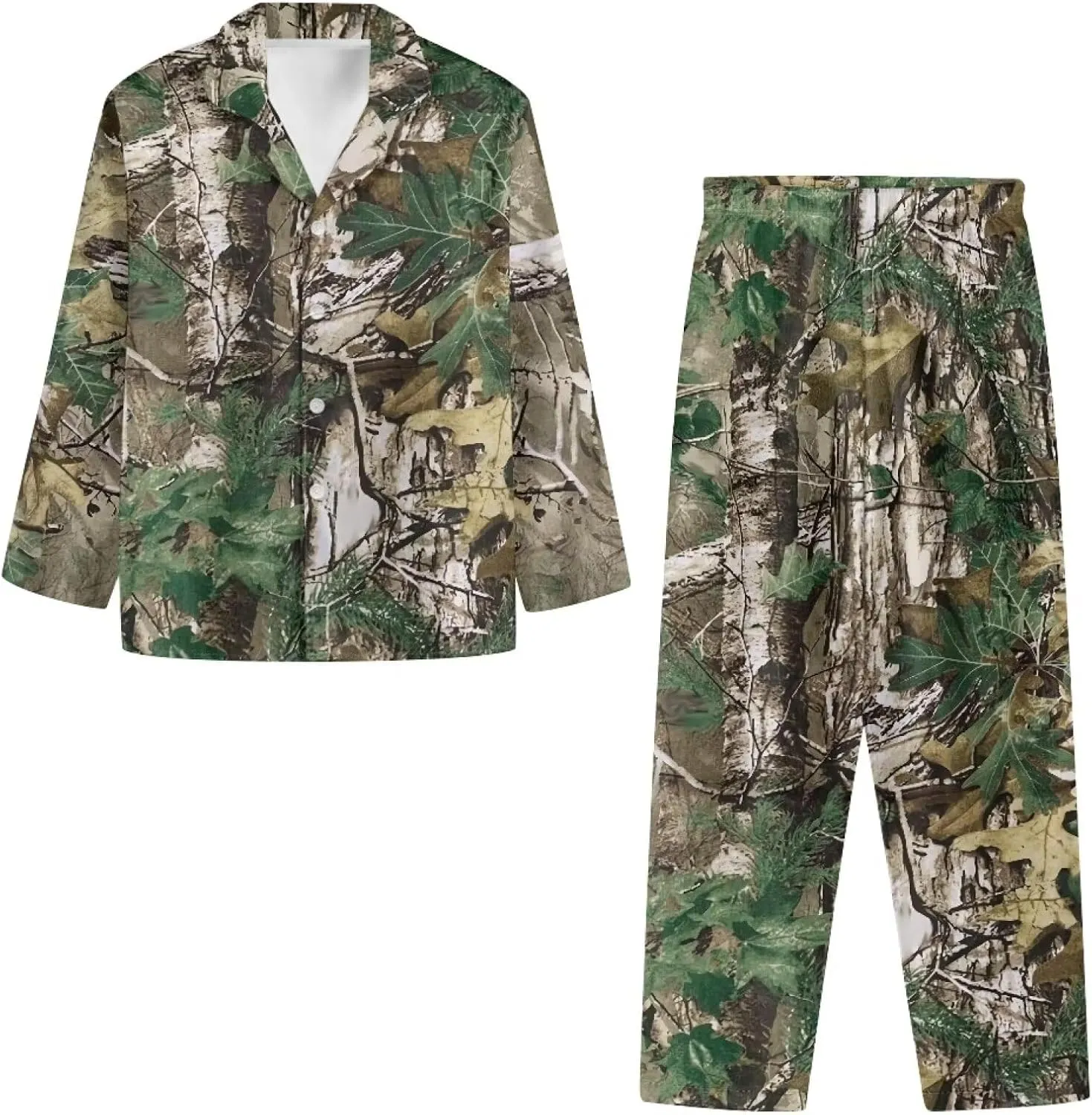 Uasibuni Mens Long Sleeve Pajamas Set Soft Comfy Pjs Sleepwear for Men Mens Sleepwear Pjs Pants with Pockets