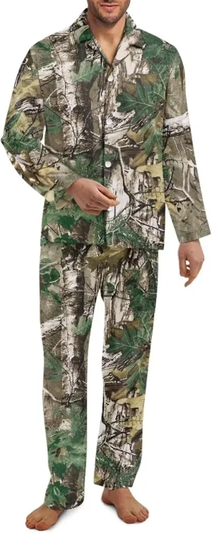 Uasibuni Mens Long Sleeve Pajamas Set Soft Comfy Pjs Sleepwear for Men Mens Sleepwear Pjs Pants with Pockets