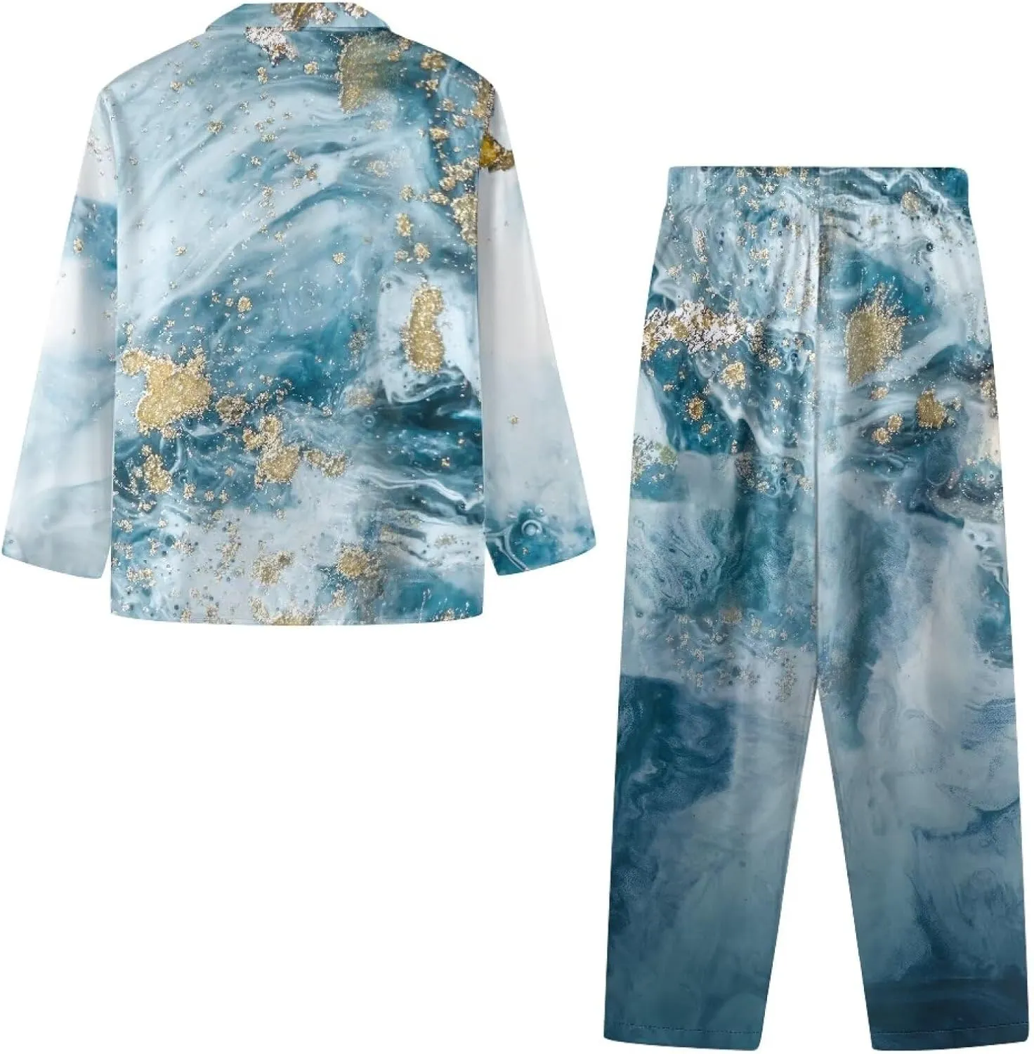 Uasibuni Men's Pajama Set Sleepwear 2 Piece Long Sleeve Pjs and Fleece Lounge Pants Pajamas for Men