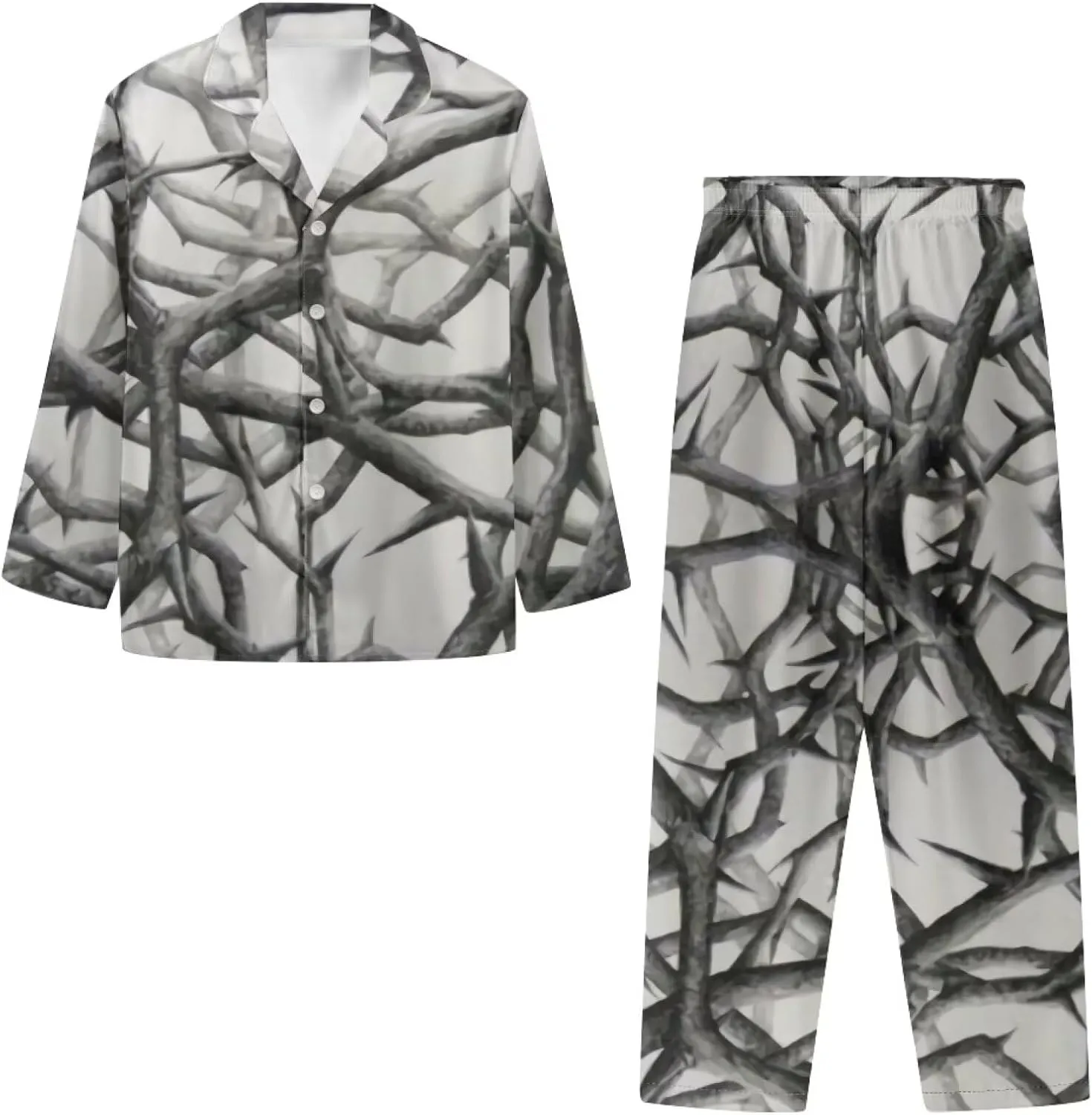 Uasibuni Men's Plus Size Pajama Sets Comfy Sleepwear Loungewear Sleep Top Long Sleeve Pjs Bottoms Pant