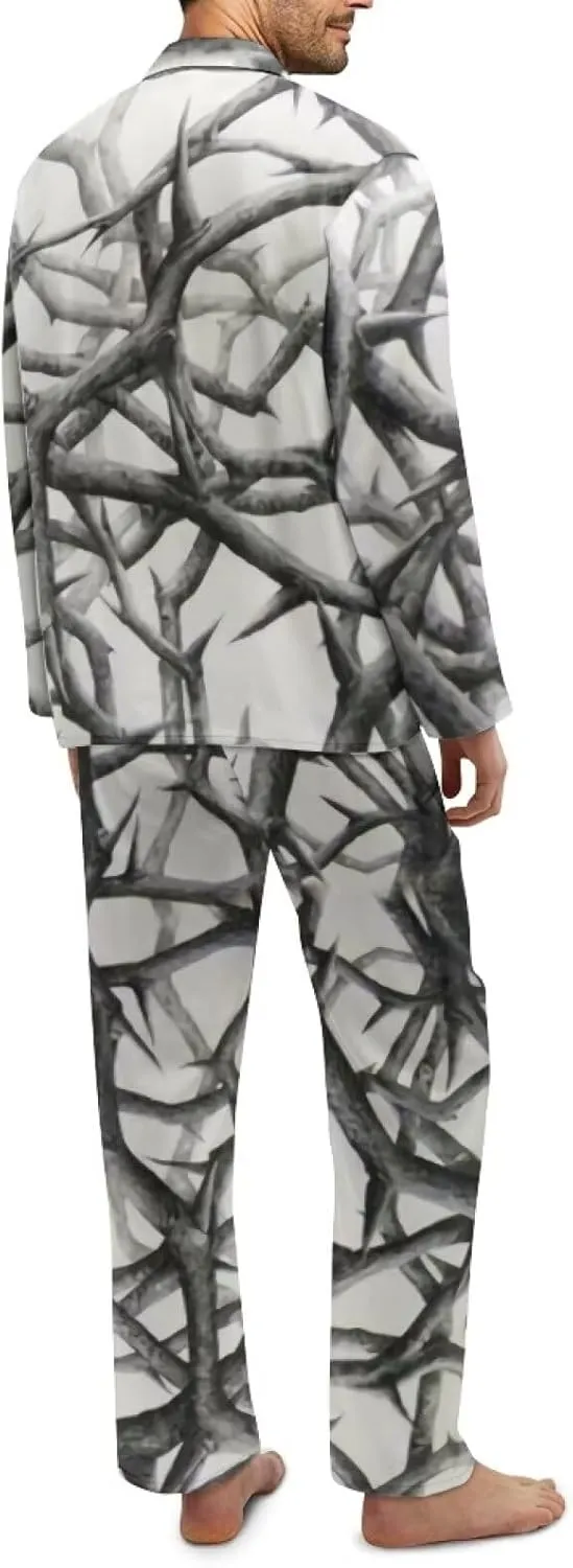 Uasibuni Men's Plus Size Pajama Sets Comfy Sleepwear Loungewear Sleep Top Long Sleeve Pjs Bottoms Pant