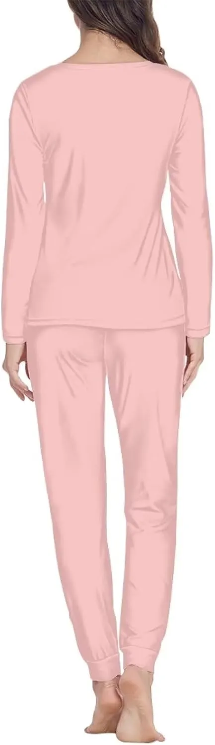 Uasibuni Women's Knitted Longsleeve Top and Pajama Floral Sleepwear and Lounge Set