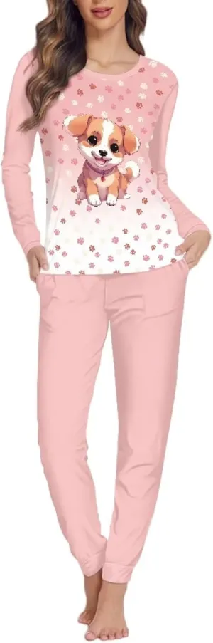 Uasibuni Women's Knitted Longsleeve Top and Pajama Floral Sleepwear and Lounge Set