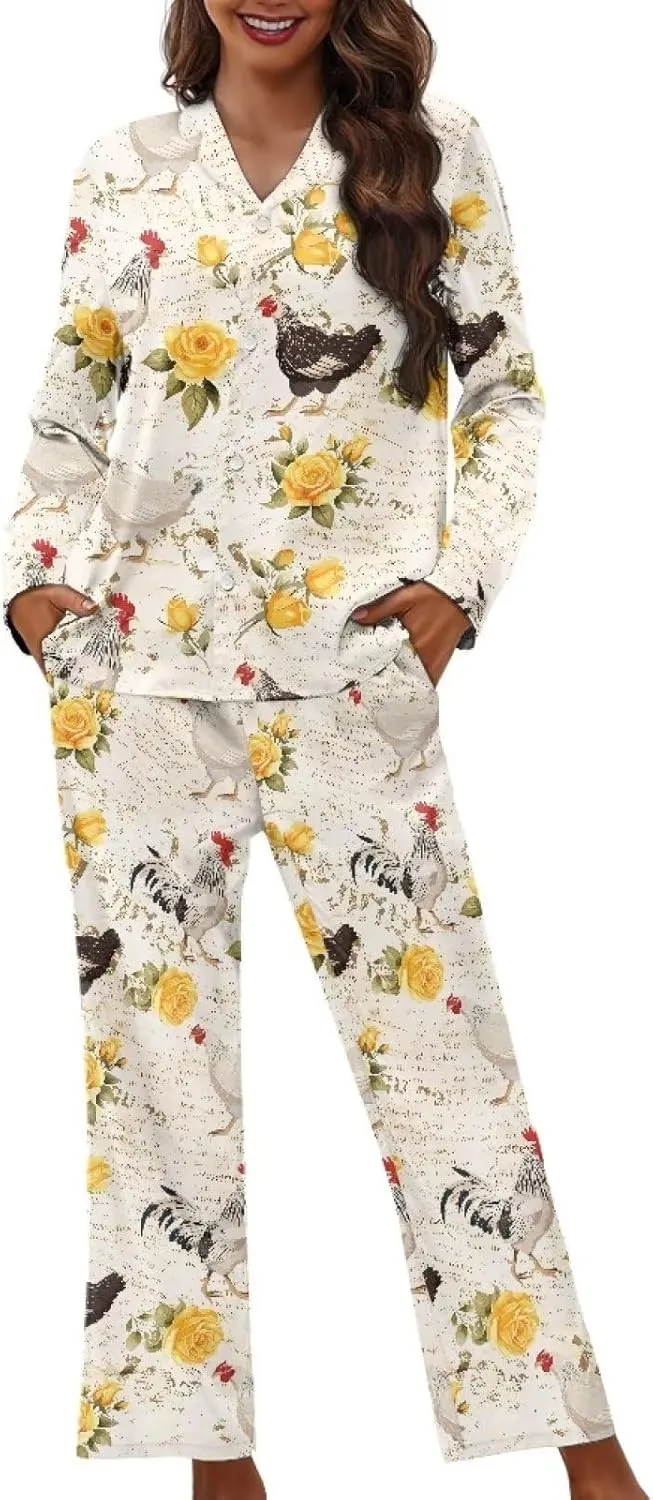 Uasibuni Womens Plus Size Pajama Sets Comfy Pajama Sleepwear Pants Christmas Pajama Sets for Women Gift Christmas