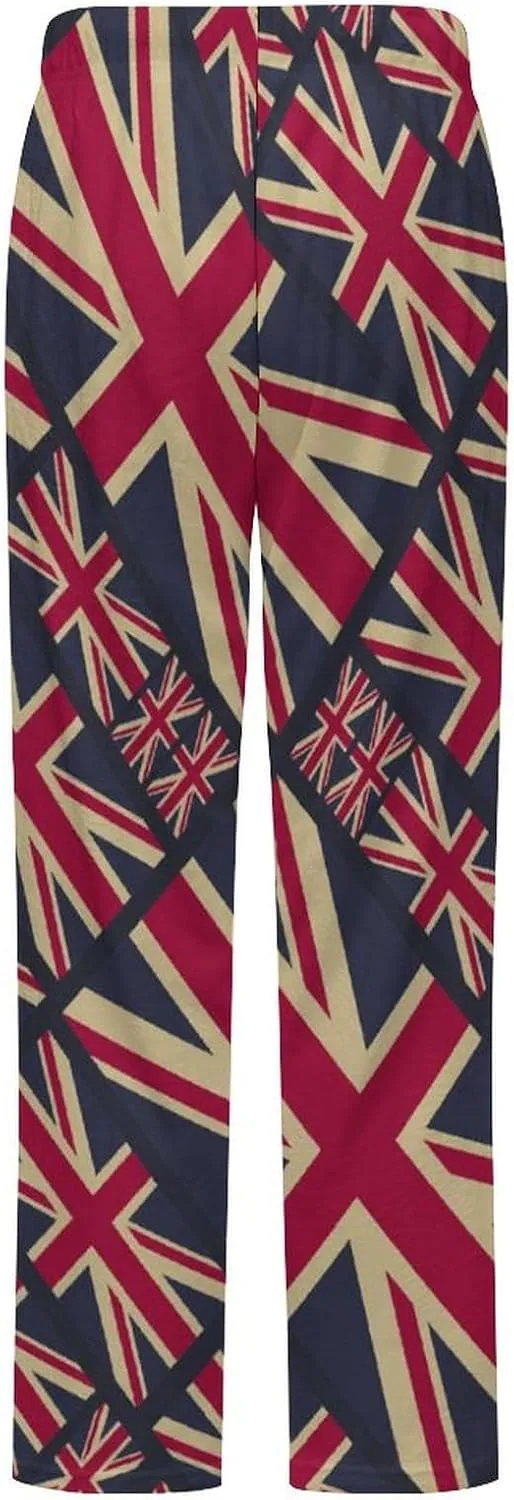 UK Flag Pattern Great Britain Flag Women's Flannel Pajama Pants Fleece Lounge Sleep Bottoms PJ