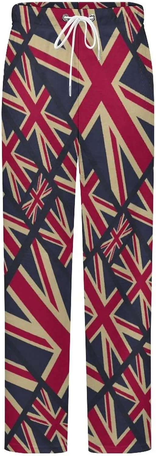 UK Flag Pattern Great Britain Flag Women's Flannel Pajama Pants Fleece Lounge Sleep Bottoms PJ