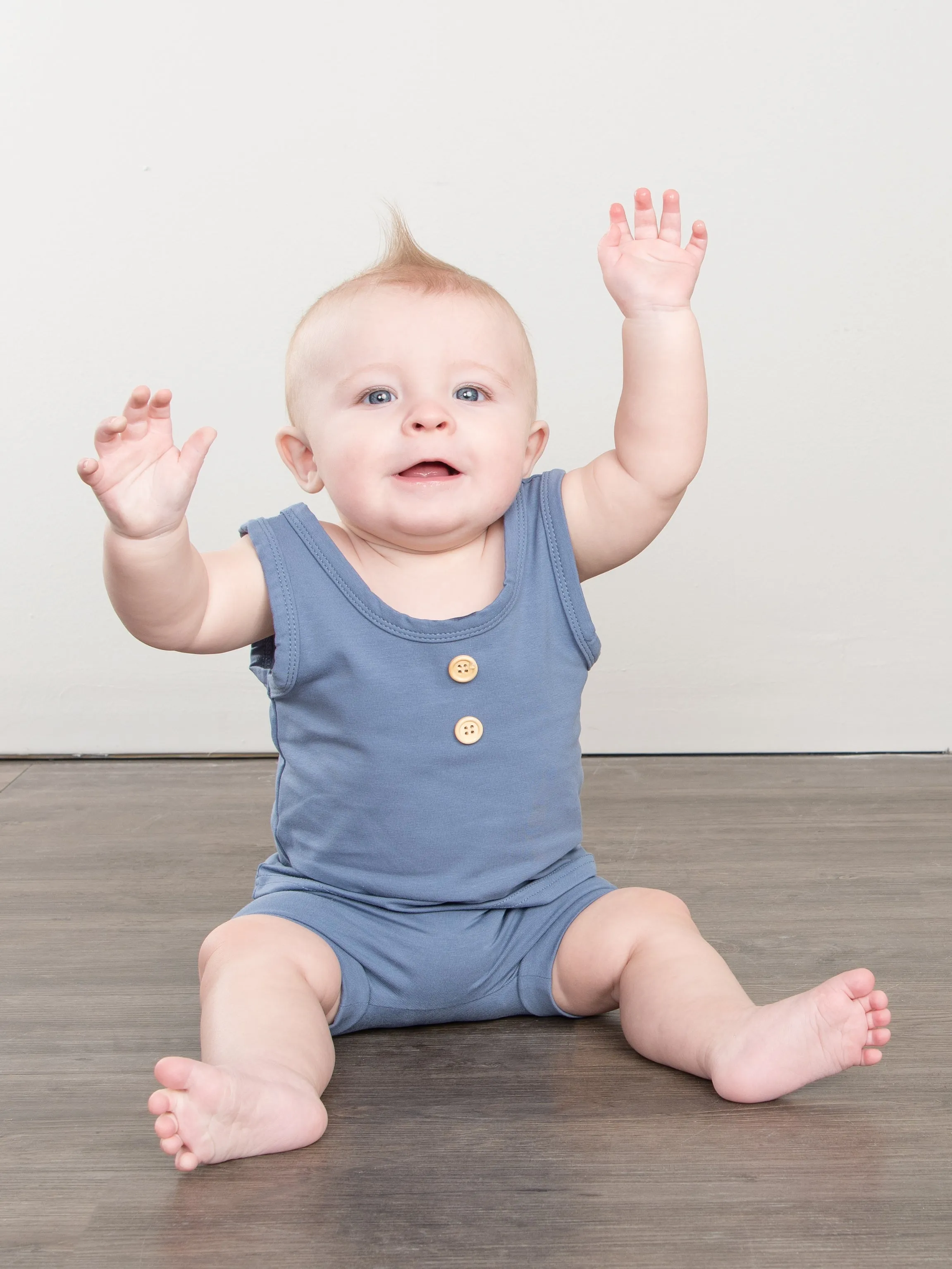 Unisex Cotton Tank & Shorts Outfit - Mediterranean Blue