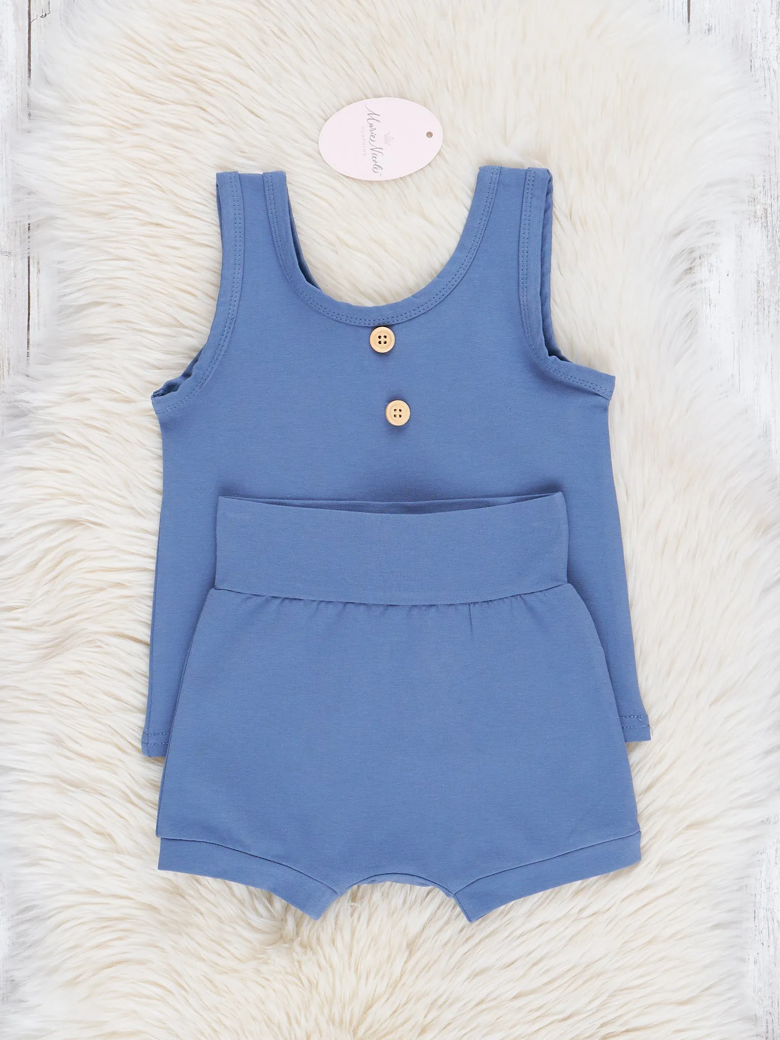 Unisex Cotton Tank & Shorts Outfit - Mediterranean Blue