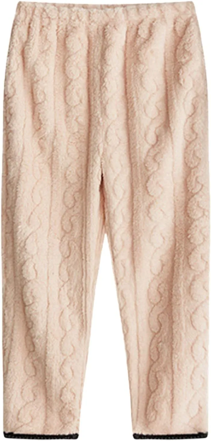 Unisex Women Sleepwear Sets Winter Flannel Print Warm Pajamas Suit Long Sleeve V Neck Top And Long Pants Soft for Ladies