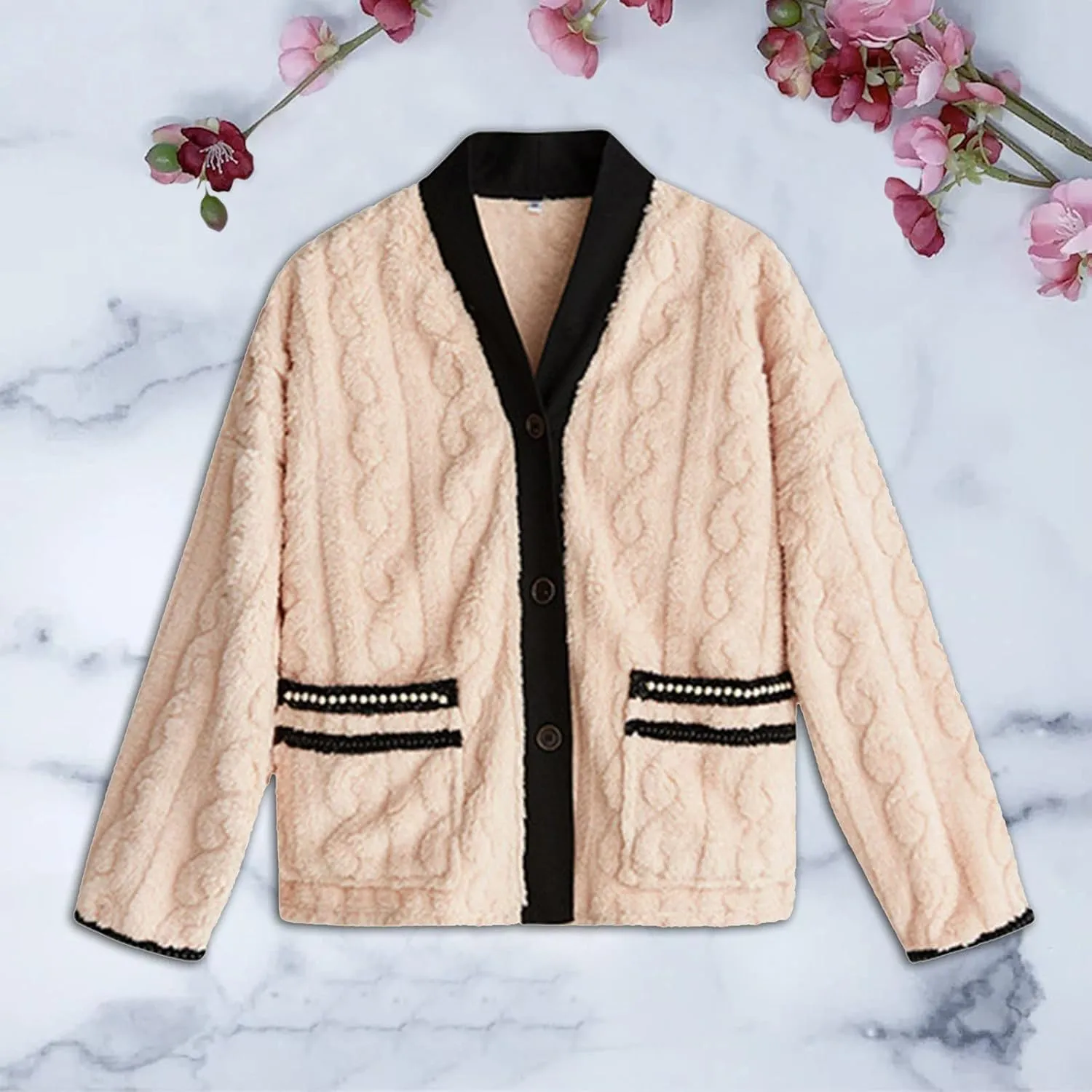 Unisex Women Sleepwear Sets Winter Flannel Print Warm Pajamas Suit Long Sleeve V Neck Top And Long Pants Soft for Ladies