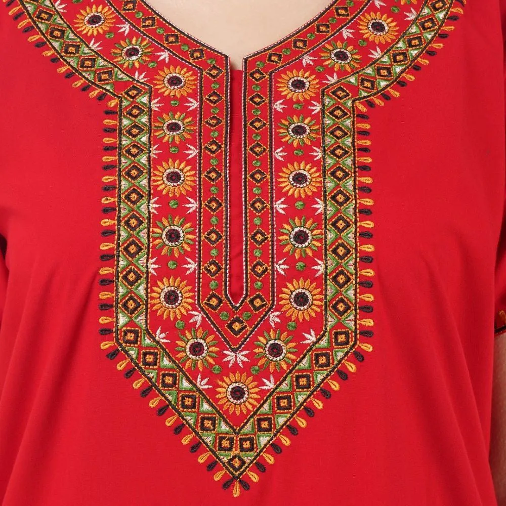 V-shaped Embroidery Night Gown