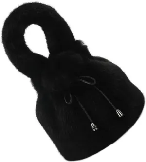 VALICLUD Body Slouchy Fluffy Autumn Handbag Travel Plush Bag Dating Large Black Bag Wrist Female School Bag Cross Adorable Winter Bucket Fur Simple Forearm