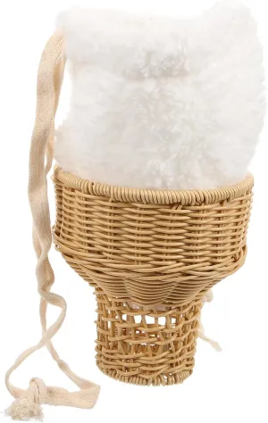 VALICLUD Bucket Bag Made of Fur Rattan Willow Woven Bag Purse Raffia Cross Bags Purses Shoulder Portable Small Bag Crossbody Purse, multi-coloured