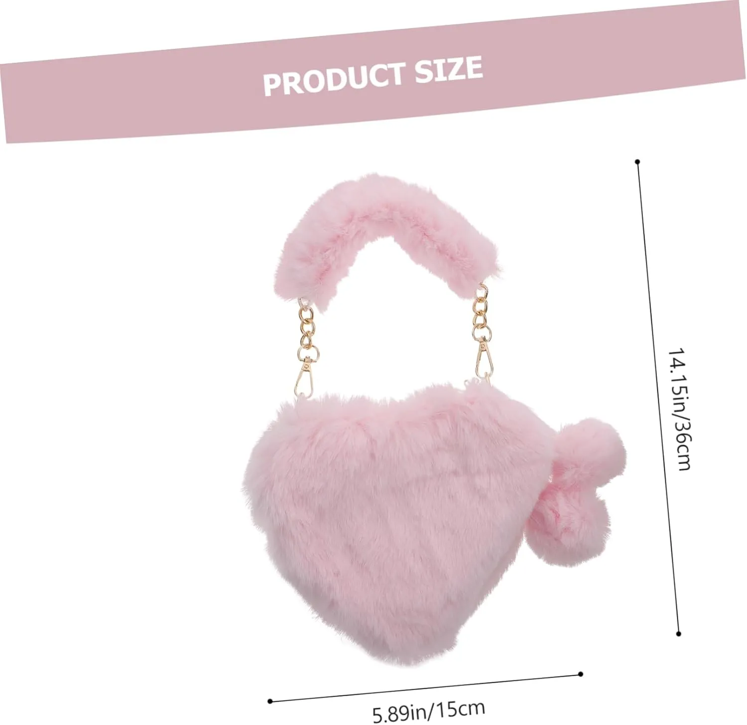 VALICLUD Love Bag Mini Shoulder Bag for Women Mini Purses for Women Plush Heart Bag Plush Bag Handbag Fluffy Shoulder Bag Environmentally Friendly Fur Plush Pink