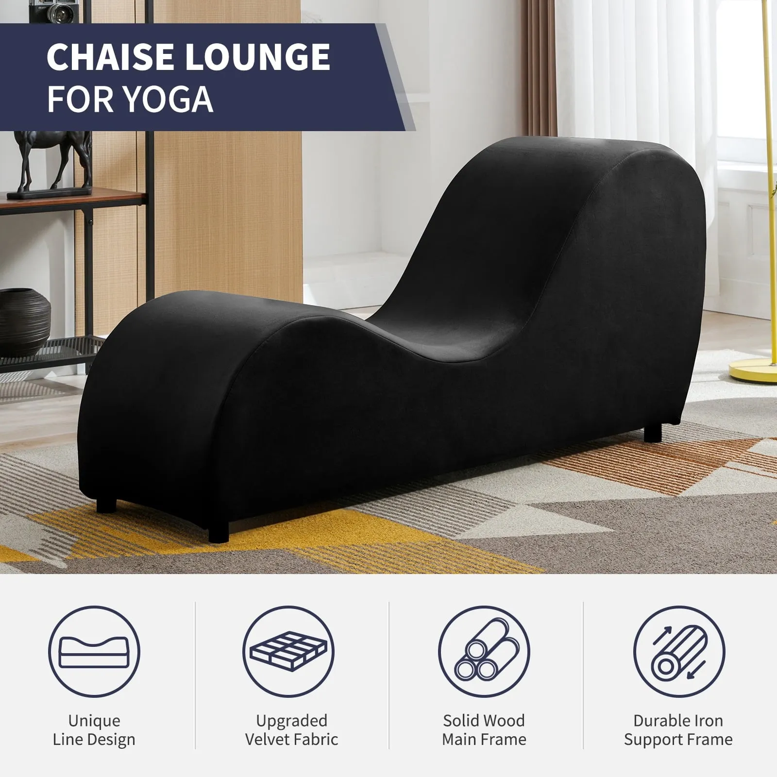 Velvet Yoga Chair for Adults, Chaise Lounge Chair for Yoga