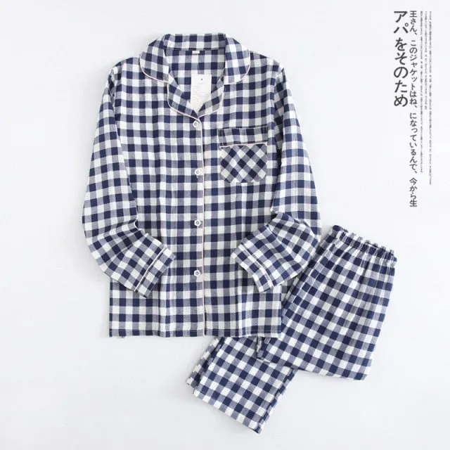 VenusFox Fresh pajamas sets women 100% gauze cotton Japanese summer long sleeve casual sleepwear women simple cute bear pyjamas