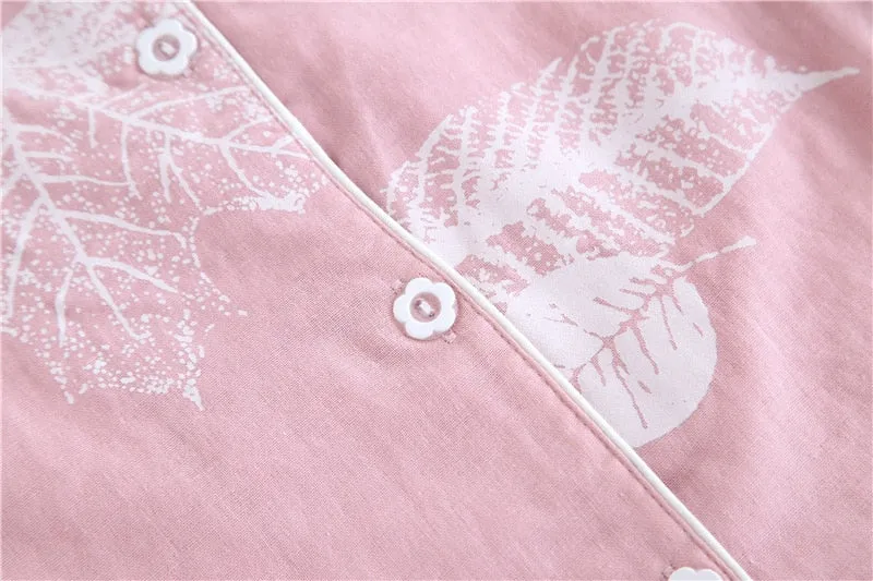 VenusFox Fresh pajamas sets women 100% gauze cotton Japanese summer long sleeve casual sleepwear women simple cute bear pyjamas