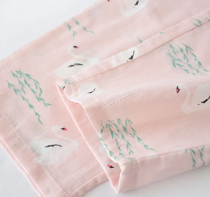VenusFox Fresh pajamas sets women 100% gauze cotton Japanese summer long sleeve casual sleepwear women simple cute bear pyjamas