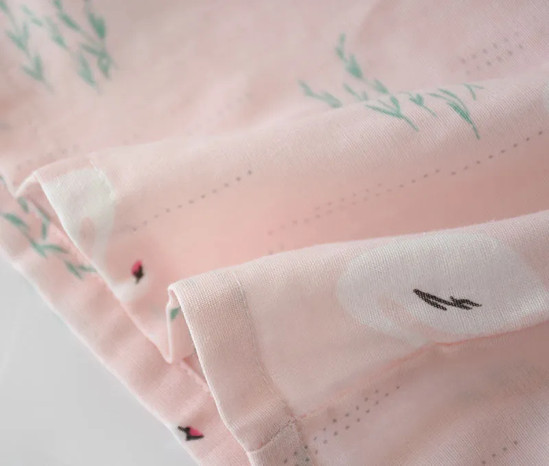 VenusFox Fresh pajamas sets women 100% gauze cotton Japanese summer long sleeve casual sleepwear women simple cute bear pyjamas
