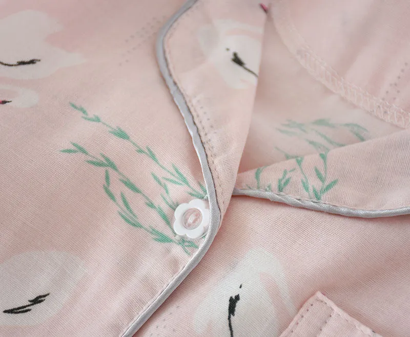 VenusFox Fresh pajamas sets women 100% gauze cotton Japanese summer long sleeve casual sleepwear women simple cute bear pyjamas