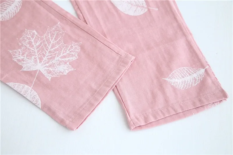 VenusFox Fresh pajamas sets women 100% gauze cotton Japanese summer long sleeve casual sleepwear women simple cute bear pyjamas