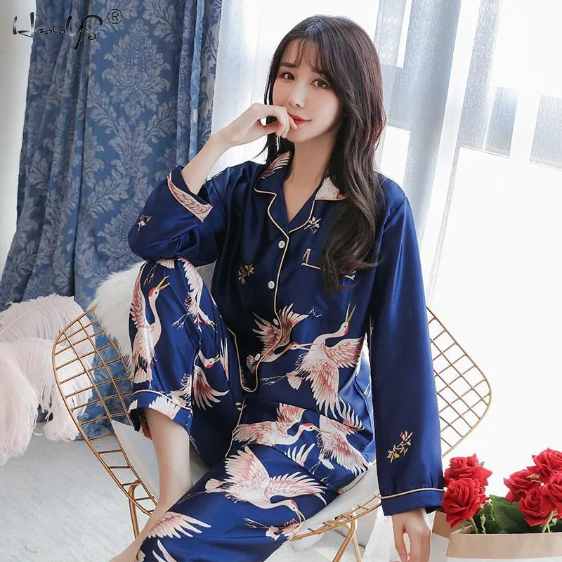 VenusFox Oversize M-5XL Womens Long Sleeve Trousers Pyjamas Silk Satin Pajamas Sets Sleepwear Nightgown Suit Robe Bath Gown Sleepshirts