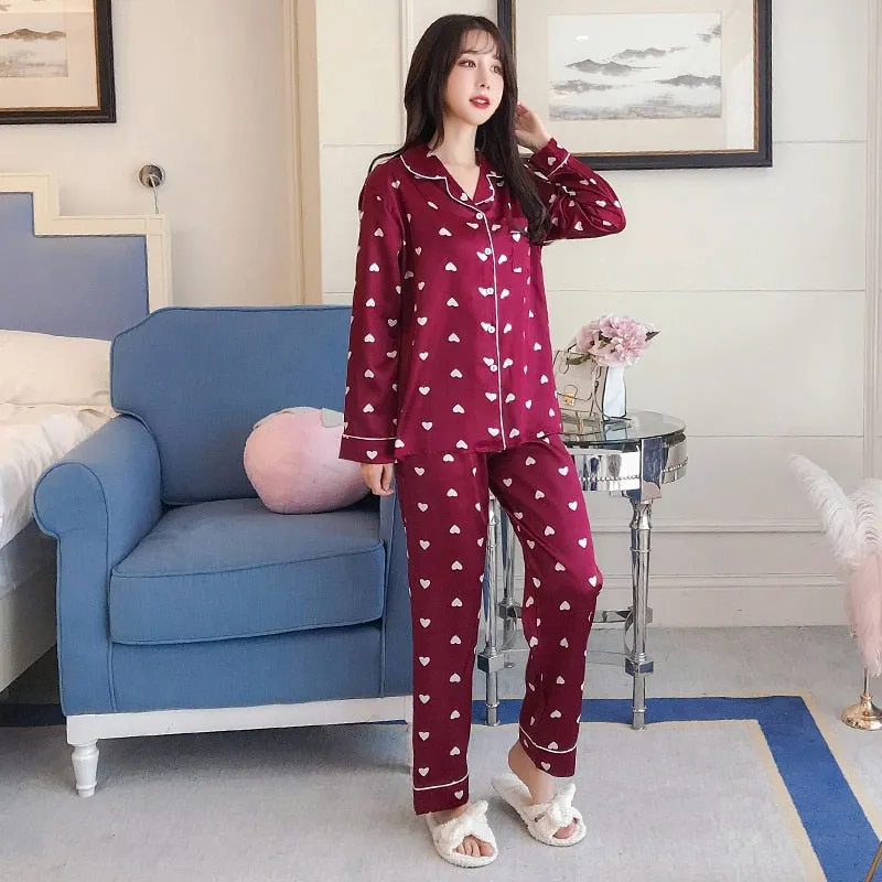 VenusFox Oversize M-5XL Womens Long Sleeve Trousers Pyjamas Silk Satin Pajamas Sets Sleepwear Nightgown Suit Robe Bath Gown Sleepshirts
