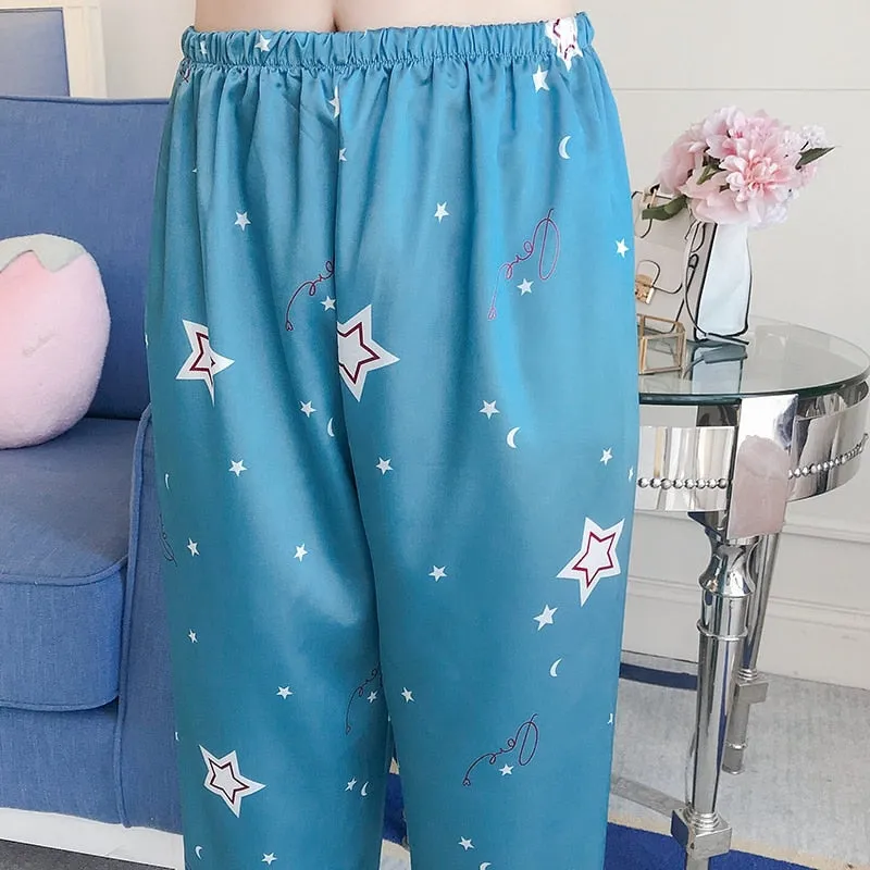 VenusFox Oversize M-5XL Womens Long Sleeve Trousers Pyjamas Silk Satin Pajamas Sets Sleepwear Nightgown Suit Robe Bath Gown Sleepshirts