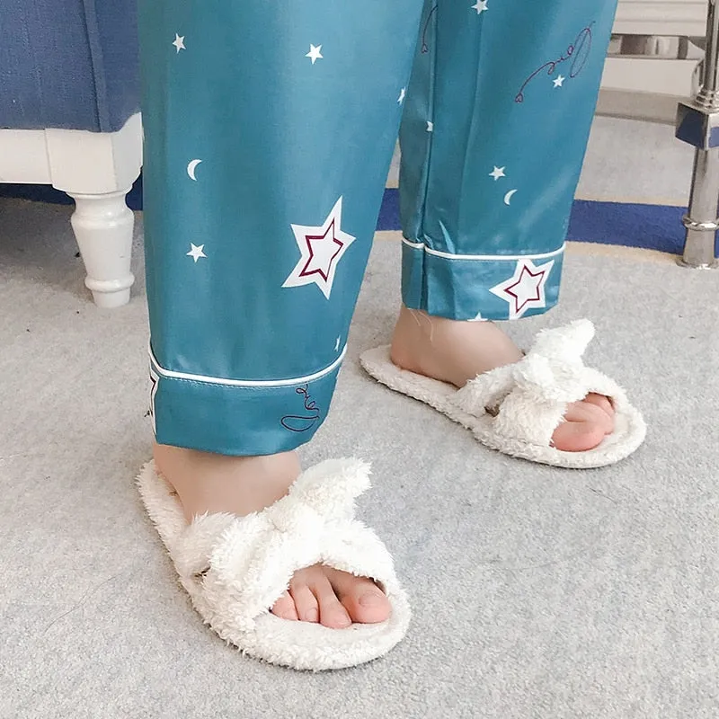 VenusFox Oversize M-5XL Womens Long Sleeve Trousers Pyjamas Silk Satin Pajamas Sets Sleepwear Nightgown Suit Robe Bath Gown Sleepshirts