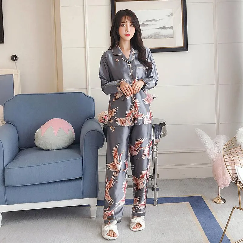 VenusFox Oversize M-5XL Womens Long Sleeve Trousers Pyjamas Silk Satin Pajamas Sets Sleepwear Nightgown Suit Robe Bath Gown Sleepshirts
