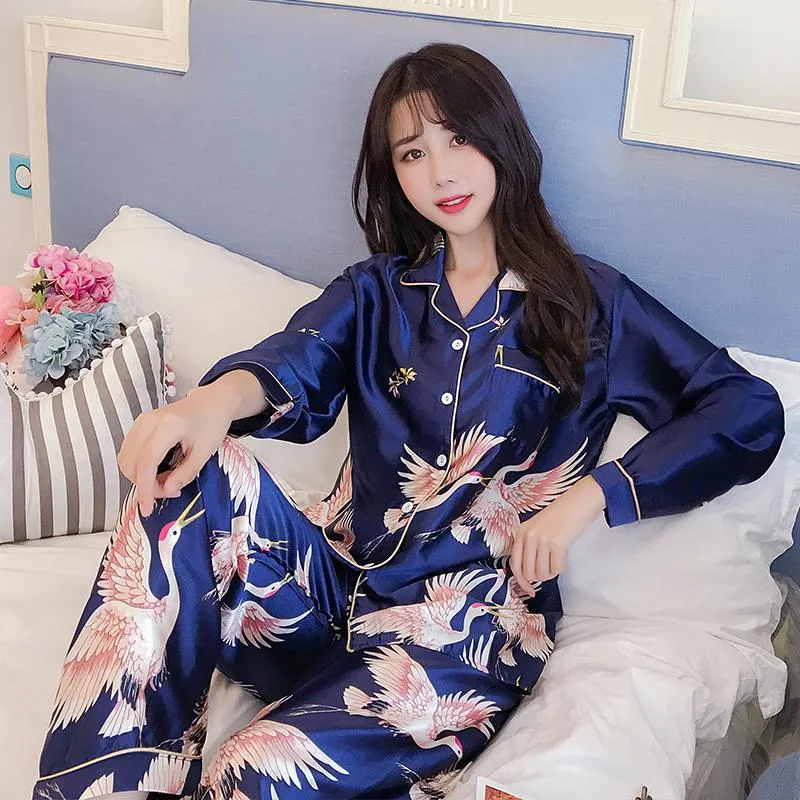 VenusFox Oversize M-5XL Womens Long Sleeve Trousers Pyjamas Silk Satin Pajamas Sets Sleepwear Nightgown Suit Robe Bath Gown Sleepshirts